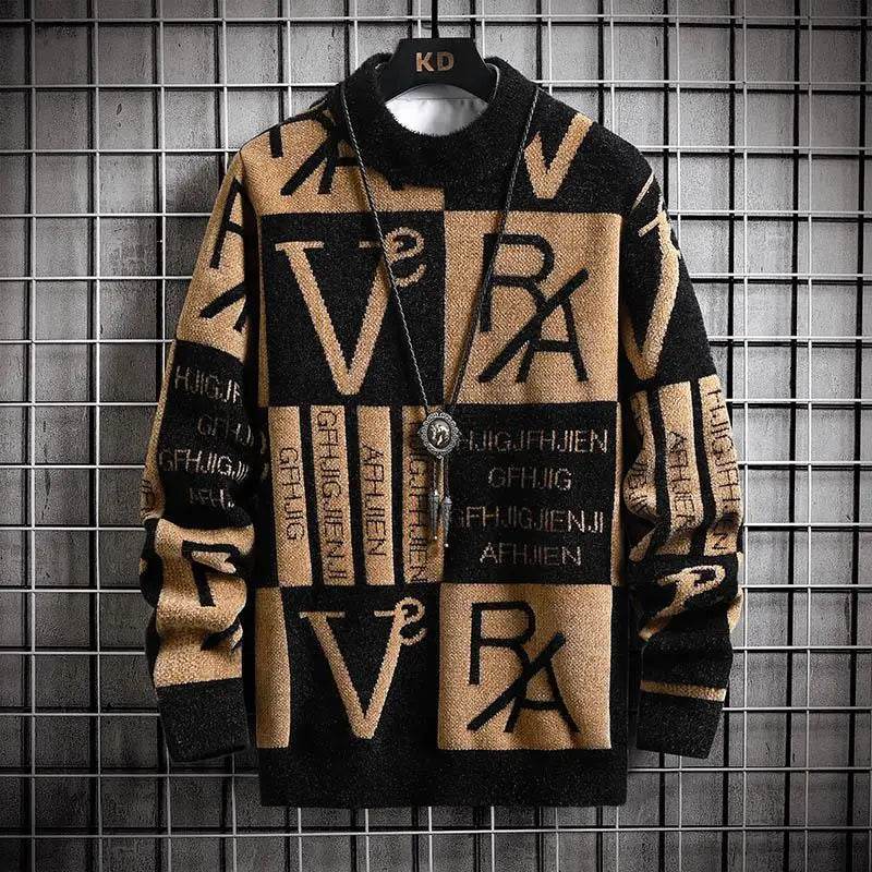 Men Knitted Sweater Stripe Pullovers Printing Round Neck Sweater Autumn/Winter Designer Quality Casual Men Clothing Jumper - AIAZ
