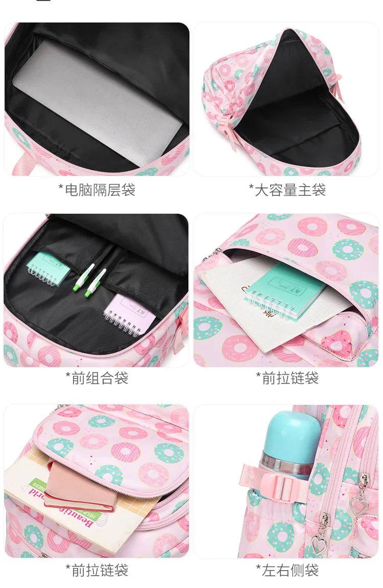 2025 New 3 Pcs Sets Student Schoolbag Girls Fashion Leisure Large Capacity Backpack Junior High School Shoulders Backpack - AIAZ