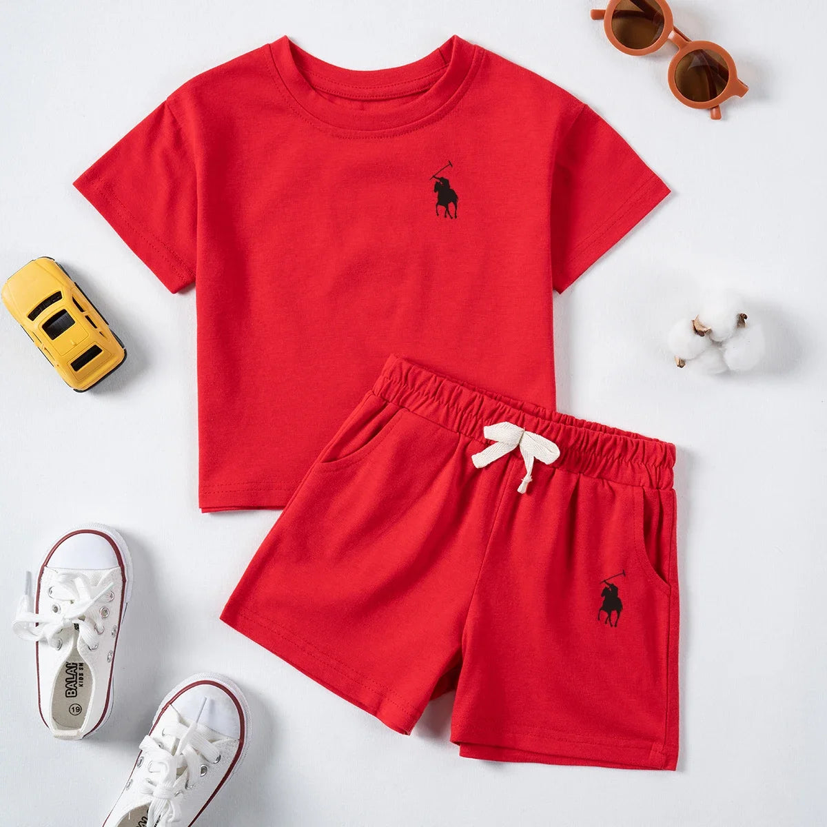 Summer Cotton Toddler 2pcs Boys Girls Printed Round Neck Top + Shorts Set Comfortable Skin-friendly Casual Clothing 2024 New