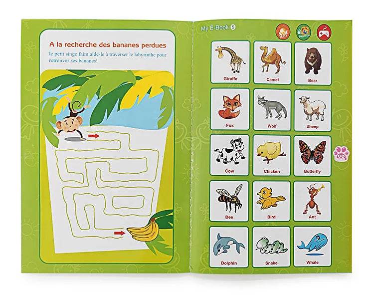 French and English Bilingual Finger Reading Children's Voice Book Intelligent Learning Toys French E-book Early Education Tool - AIAZ