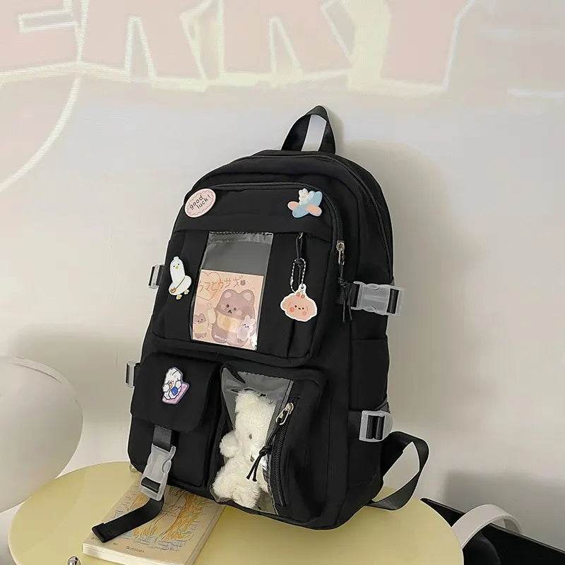 Girls Backpack Cute School Bags For Student Teens Girls Pockets Women Laptop Backpack Harajuku - AIAZ