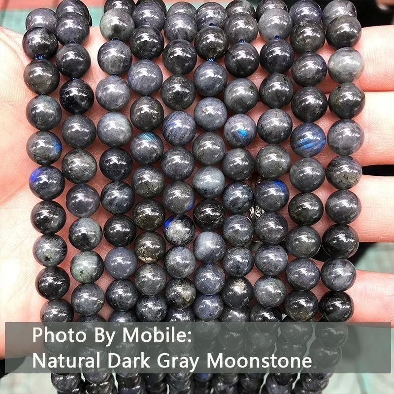 Genuine Nature Blue Light Labradorite Larvikite Gray Moonstone Beads Round Gemstone For Jewelry Making Diy Bracelet Accessories