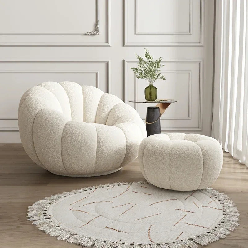 Lazy sofa that can be reclined or slept on, pumpkin sofa chair, small-sized lamb velvet fabric sofa, single sofa
