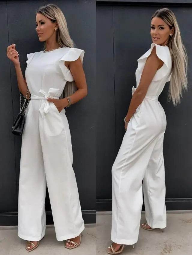 2024 Summer Short Sleeve Wide Leg Jumpsuit For Women Elegant Romper Vintage Streetwear Jumpsuits Overalls Women Jump Suit Woman - AIAZ