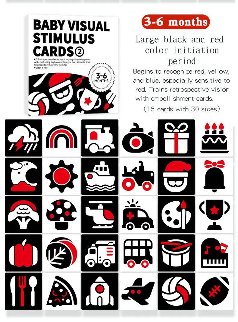 Baby Visual Stimulation Cards Montessori High Contrast Flash Card Infant Gift For Children Cognition Toy - AIAZ