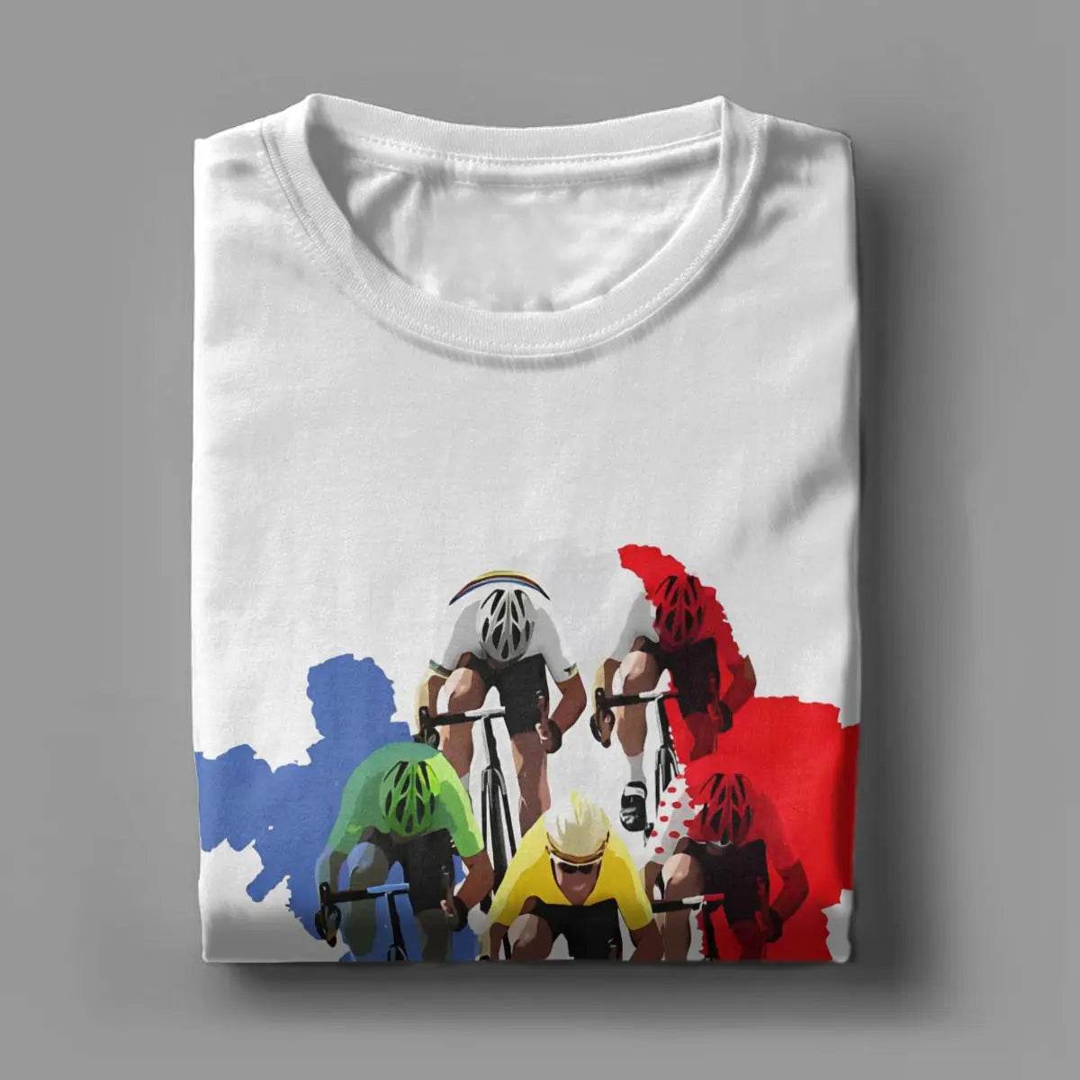 Men's T-Shirts Tour De Cycling France Funny 100% Cotton Tee Shirt Short Sleeve Cyclist T Shirt Crew Neck Tops Adult - AIAZ