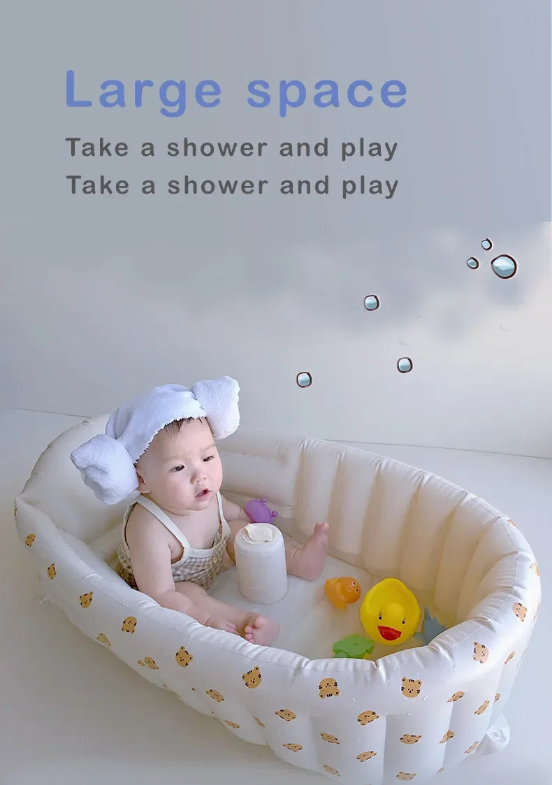 Baby Inflatable Bathtub, Portable Baby Bath Tub Non-slip Travel Bathtub Mini Air Swimming Pool Child Thick Folding Shower Tub