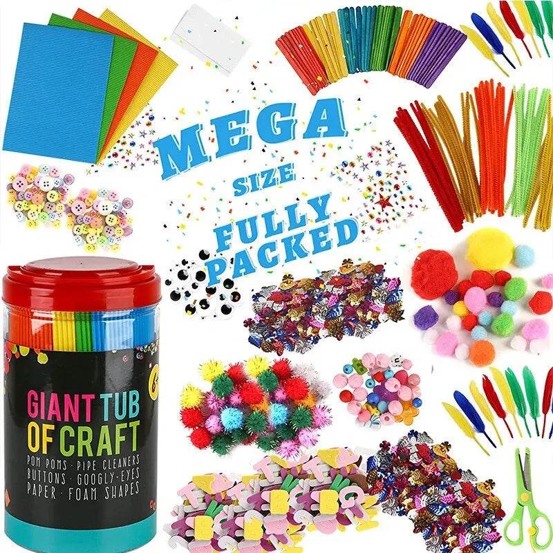 Arts and Crafts Supplies for Kids DIY Crafting School Kindergarten Homeschool Supplies Arts Set Toys for Children - AIAZ