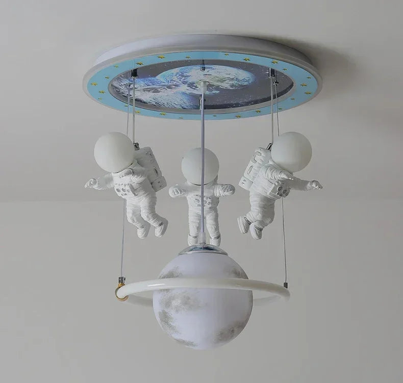 Hot Selling Creative Astronaut Children's Pendant Lights Cartoon Bedroom Lights  Decorative Lighting Fixtures Tri Colored Light