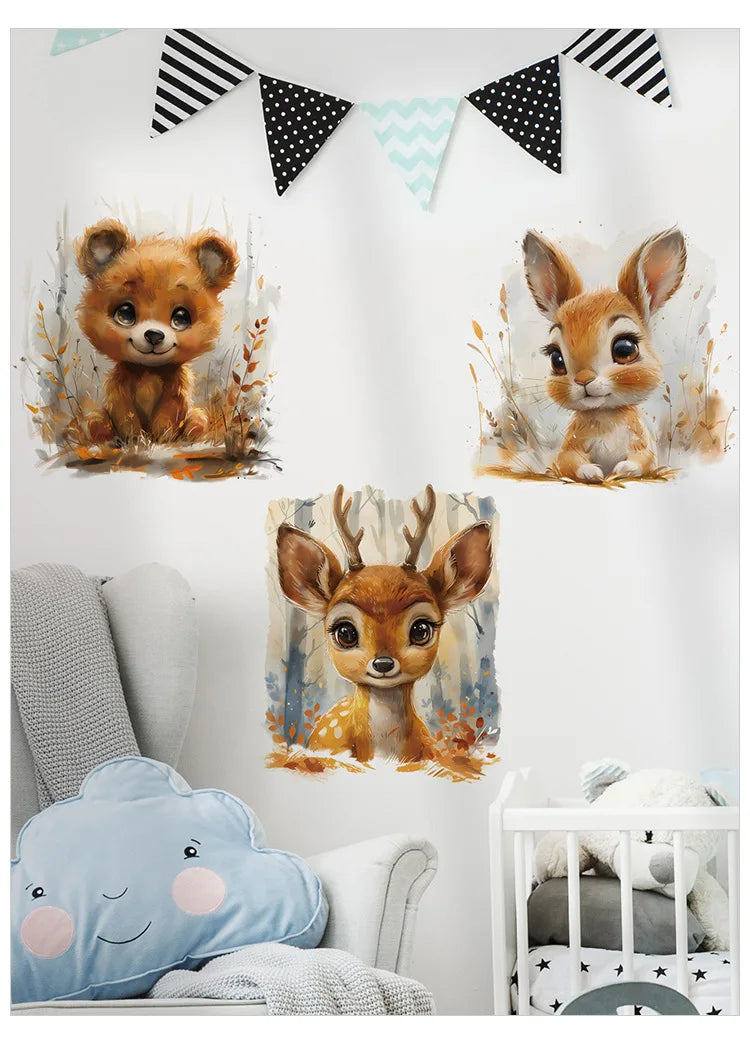 Animal Vinyl Tile Child Wall Sticker For Baby Kids Room Decoration Adhesive Wallpaper Bedroom Accessories Wall Decor Home Decor