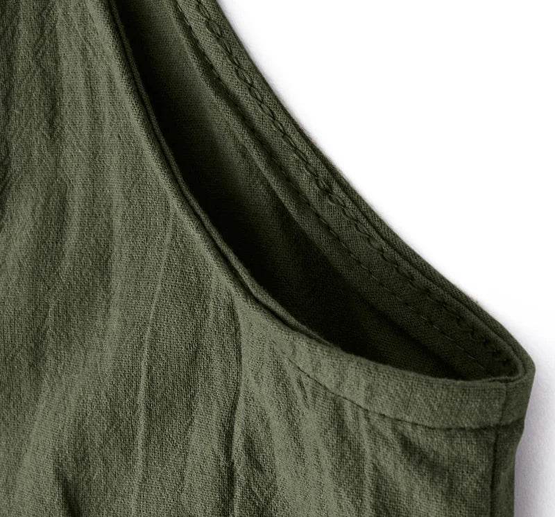 Women Straps Jumpsuit Summer Solid Color Wide Leg Pants Dungaree Bib Overalls Casual Loose Sleeveless Cotton Linen Jumpsuits 5Xl - AIAZ