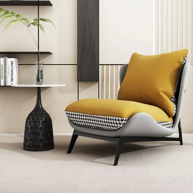 Italian Luxury Light Sofa Chair: Trendy Lazy Lounger, Ideal for Small Living Rooms & Balconies