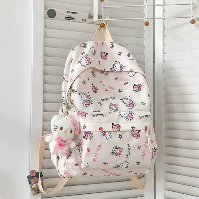 Hello Kitty backpack for junior high school students cute cartoon fashion school bag large capacity school bag for women - AIAZ