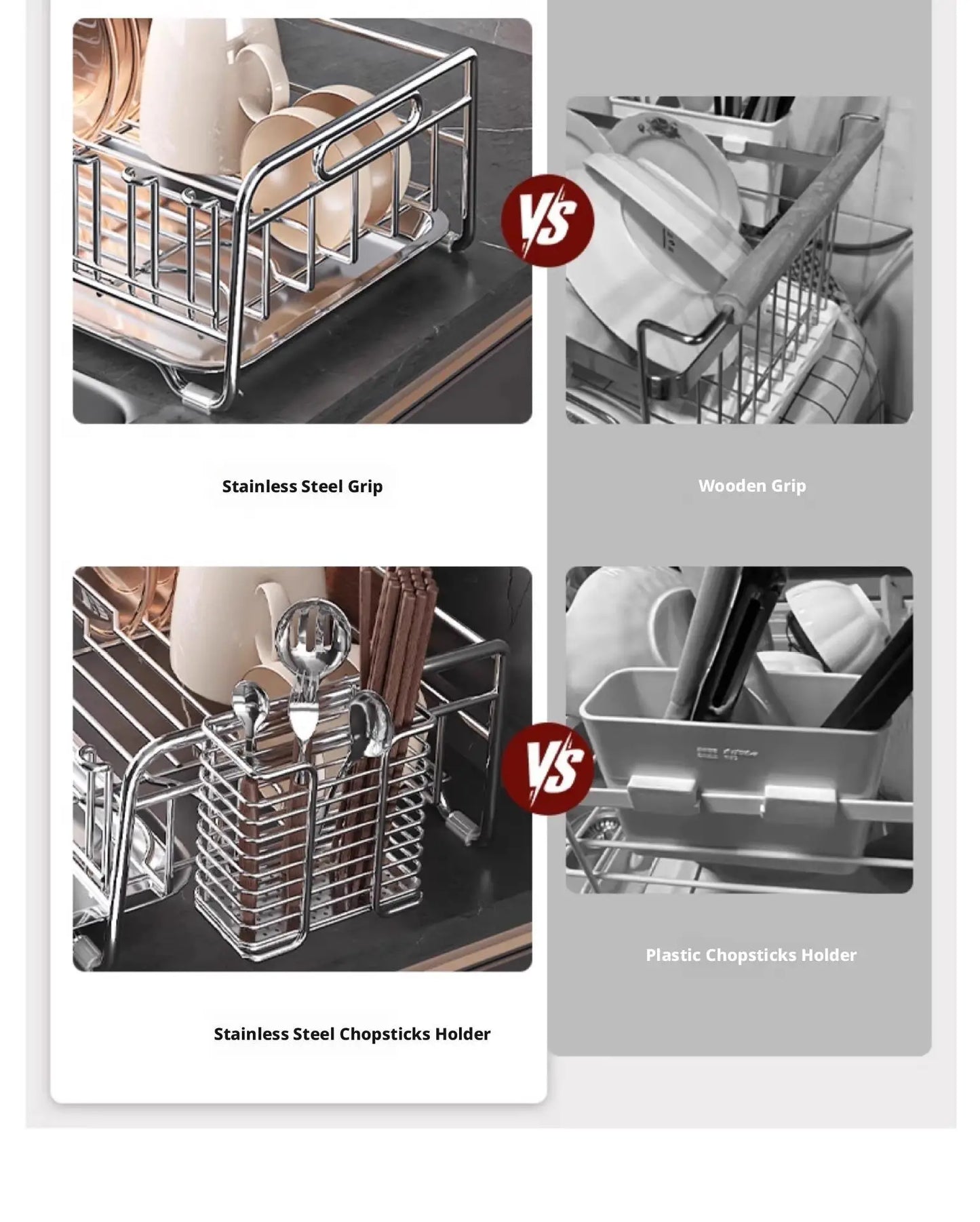 Dish Drain Rack Holder 304 Stainless Steel Bowl Drainer Tableware Cup Drying Rack Kitchen Accessories Storage Organizer Shelf