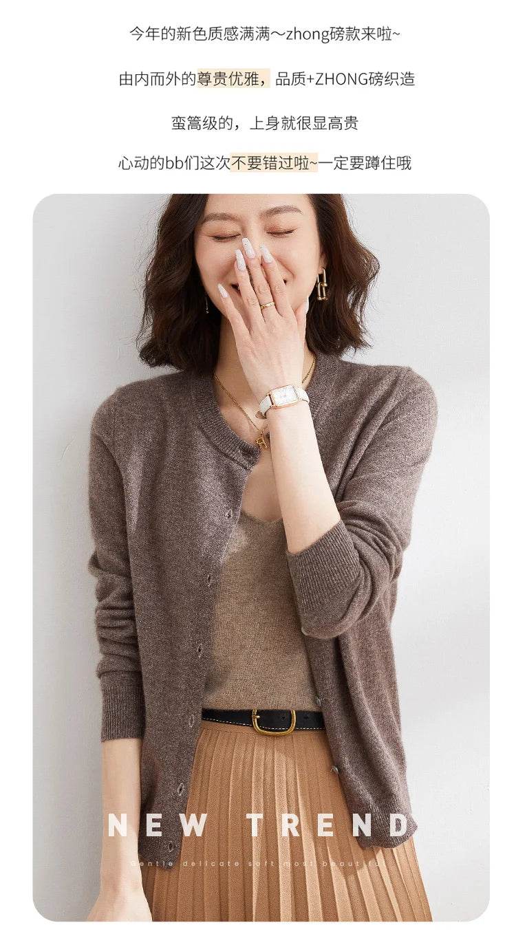 Women Cardigans Sweater O-neck Spring Autumn Knitted Cashmere Cardigans Solid Single Breasted Womens Sweaters 2022 - AIAZ