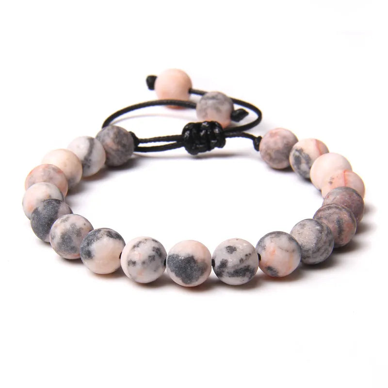 8MM Stone Bead Braid Bracelets Minimalist Natural Carnelian Agates Jades Gem Woven Bangle Healing Jewelry Gift For Women Men