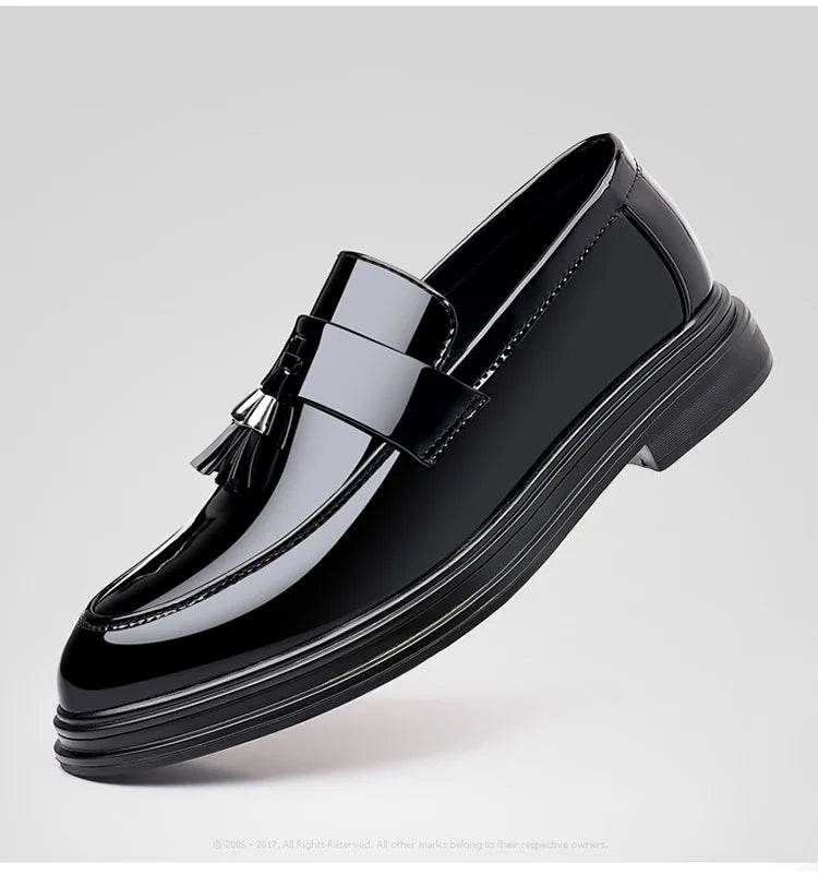 2024 New Men's Casual Business Leather Shoes Bright Black Wedding Banquet Dress Leather Shoes Large fashion Men's Shoes 38-48 - AIAZ
