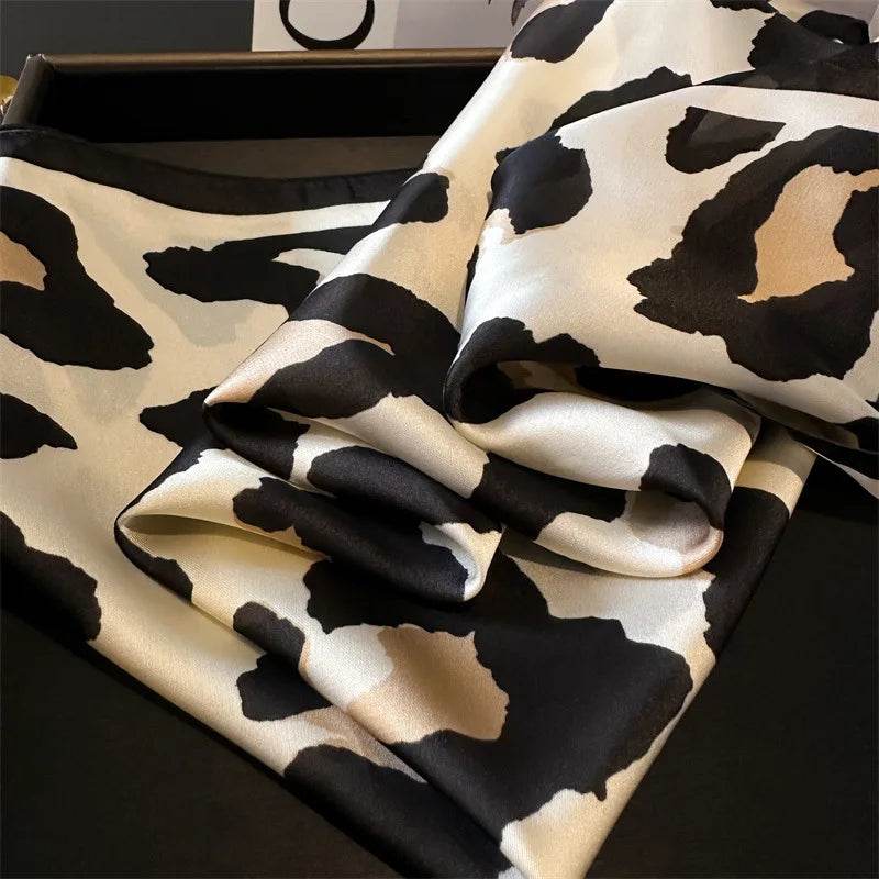2024 New Leopard Print Square Scarf Women's Imitation Silk Scarf Casual Versatile Decoration Small Neck Scarf 70CMx70CM - AIAZ