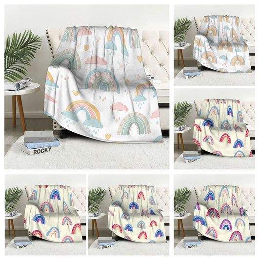 Home decoration plush Throw Sofa blanket Bedspread bed fluffy soft blankets decor Plaid Modern nordic rainbow cute winter