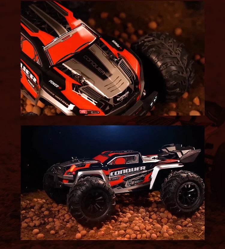 1:16 4WD RC Car 70KM/H Or 50KM/H With LED Remote Control Cars High Speed Drift Monster 4x4 Truck for Kids vs Wltoys 144001 Toys - AIAZ