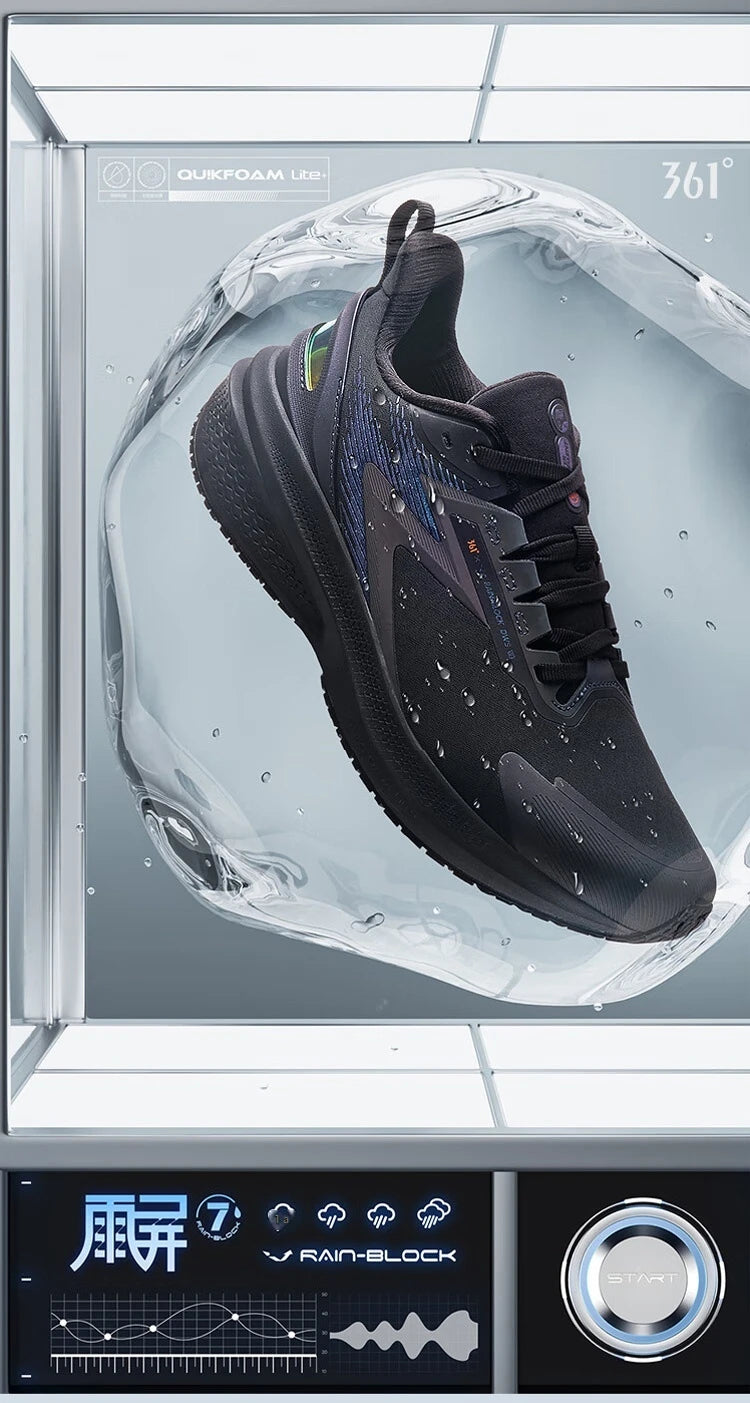 361 Degrees Rainblock 7.0 Men Running Shoes Anti Splash Rainproof Technology Non-Slip Cushioning Rebound Male Sneakers 672432239