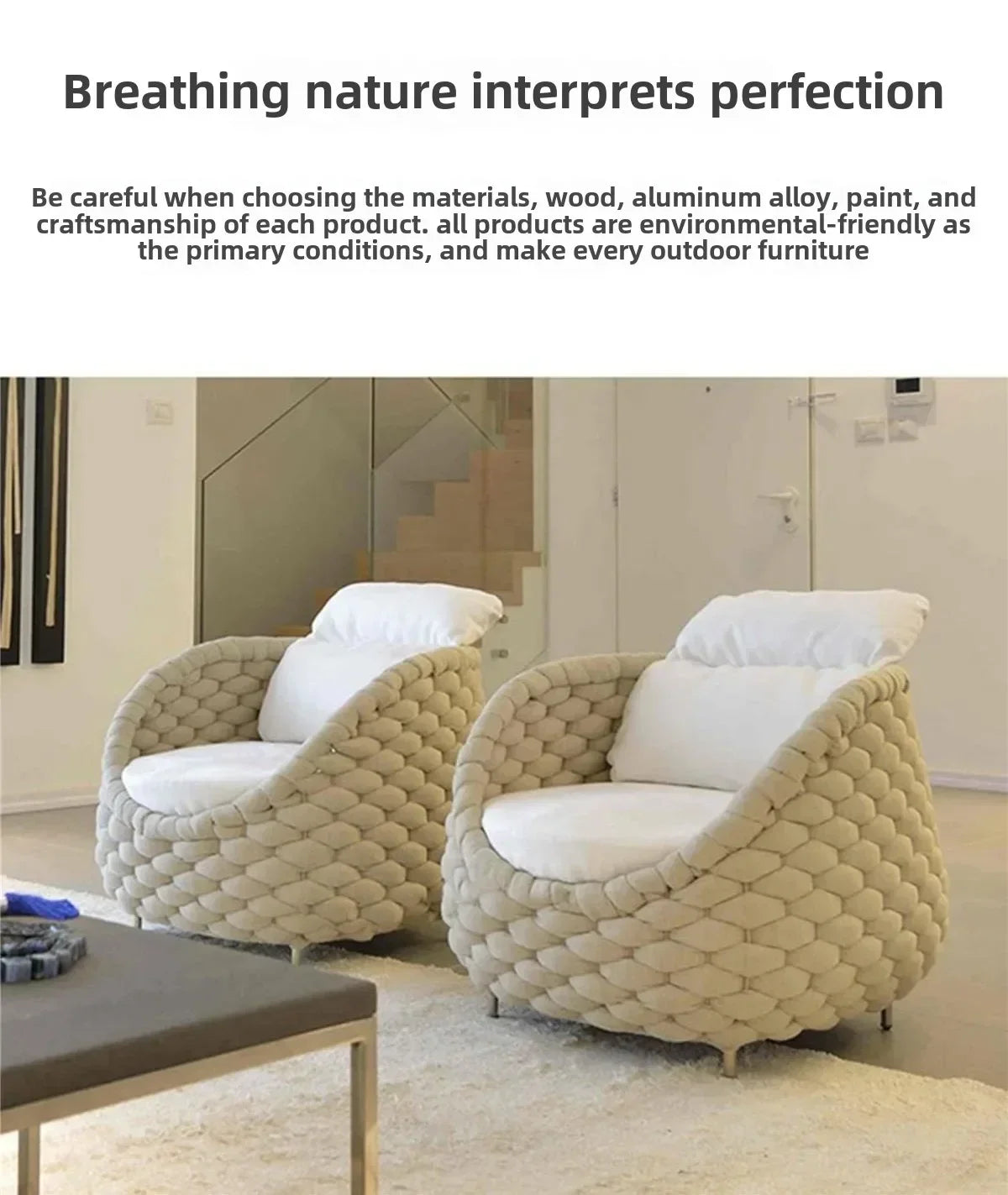 Outdoor Rattan Sofa Courtyard Combination Double Chair Leisure Terrace Villa Living Room Balcony Outdoor Seat Furniture Home