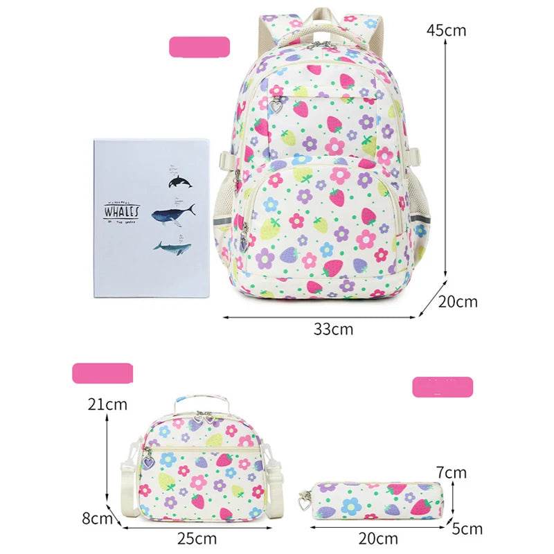School Bags for Girl Pencil Case Colorful Set School Backpack Book Bag Luxury Brand Schoolbag Teenager's Backpack Kids - AIAZ