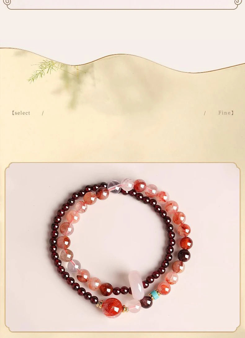 FORWELL Natural Stone Crystal Beads Semi Precious Women's Bracelet Amethyst Multi Layered Combination Bracelets Luxury Gift