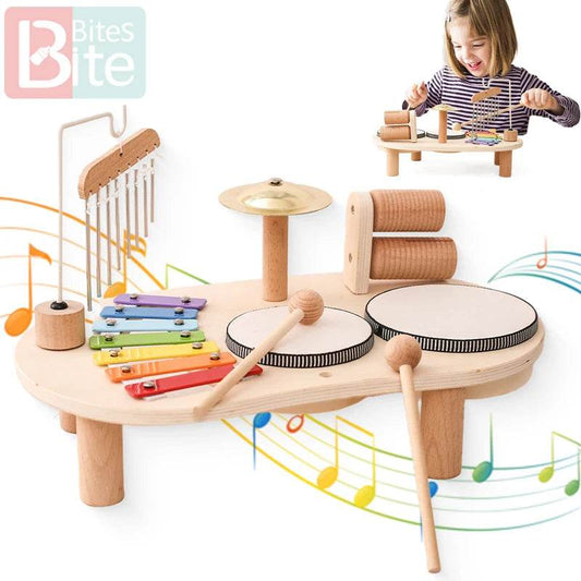 Baby Educational Toys Wooden Aeolian Bells Montessori Children's Musical Toys Xylophone Newborn Birthday Gifts Music Table Toys - AIAZ