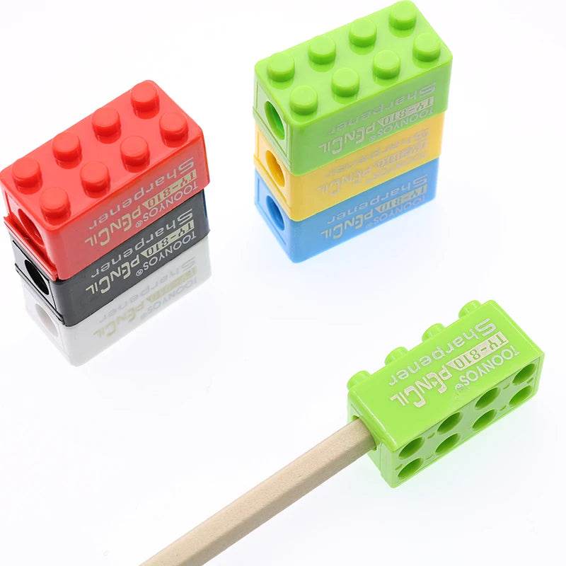 5-50pcs Building Blocks Pencil Sharpener Cartoon Plastic Children's Office And School Supplies Student Stationery Random Supply - AIAZ