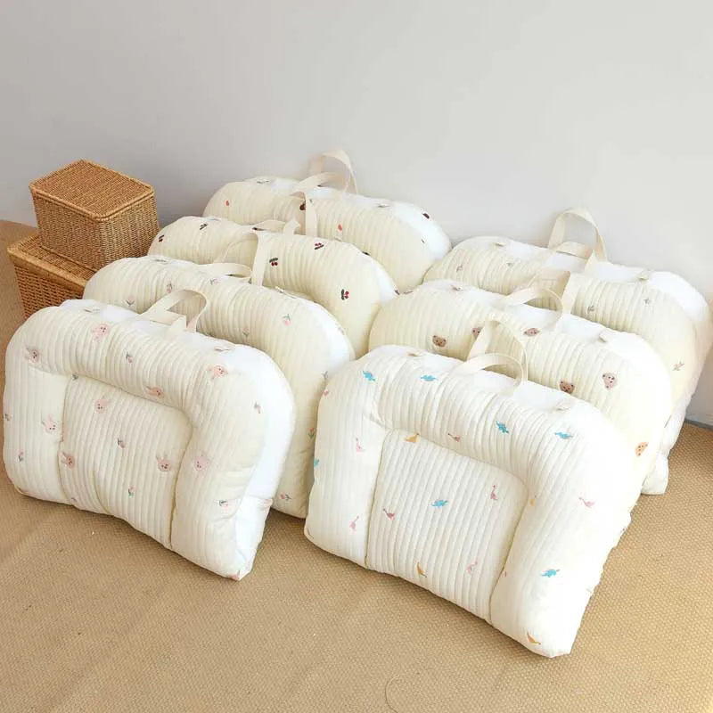 Cartoon Embroidery Bear Sleeping Nest for Baby Bed Crib with Pillow Travel Playpen Cot Infant Toddler Infant Cradle Mattress