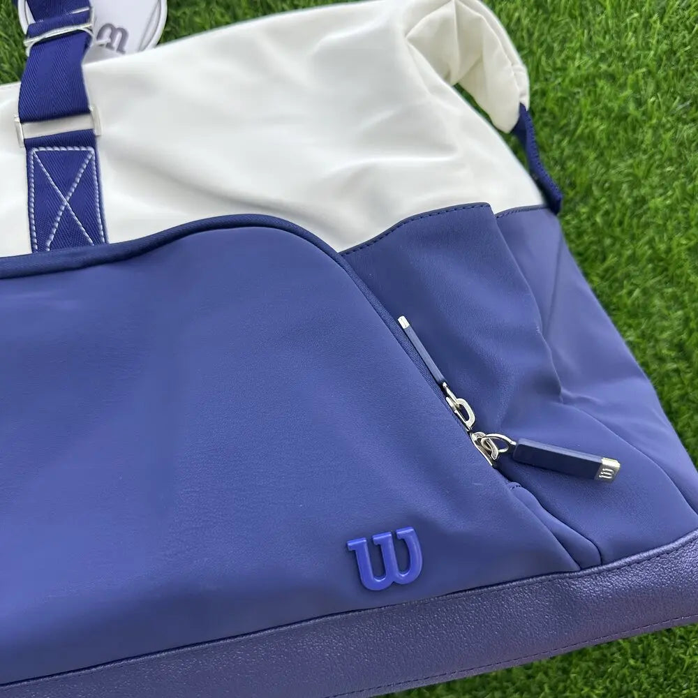 Wilson 2023 Navy 4-6pcs Tennis Racket Bag Super Tour Nylon Large Tennis Bag for 6 Racquets With Two Compartment