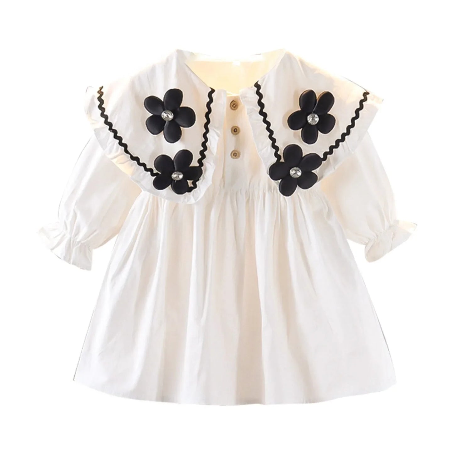 1 2 3 4Years Baby Girl Dress 2024 Spring and Autumn Foreign Children's Dress Fairy Student Bubble Sleeve Birthday Princess Dress