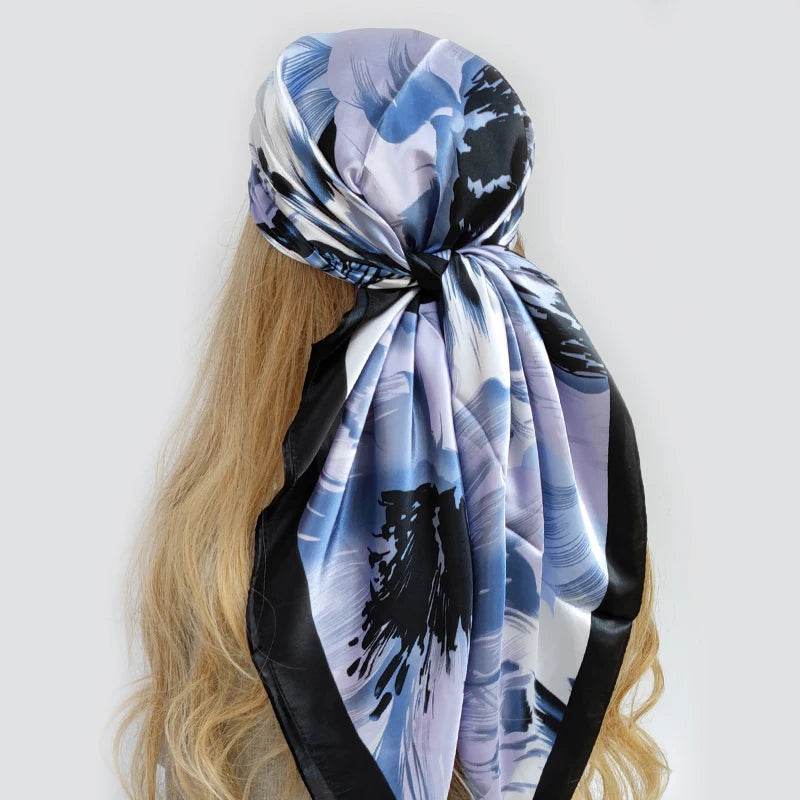 New 90*90cm Retro Brand Women Silk Scarf Bandanna Fashion Bohemian Pattern Square Hijab Lady Wrap Headband foulard muffler - AIAZ
