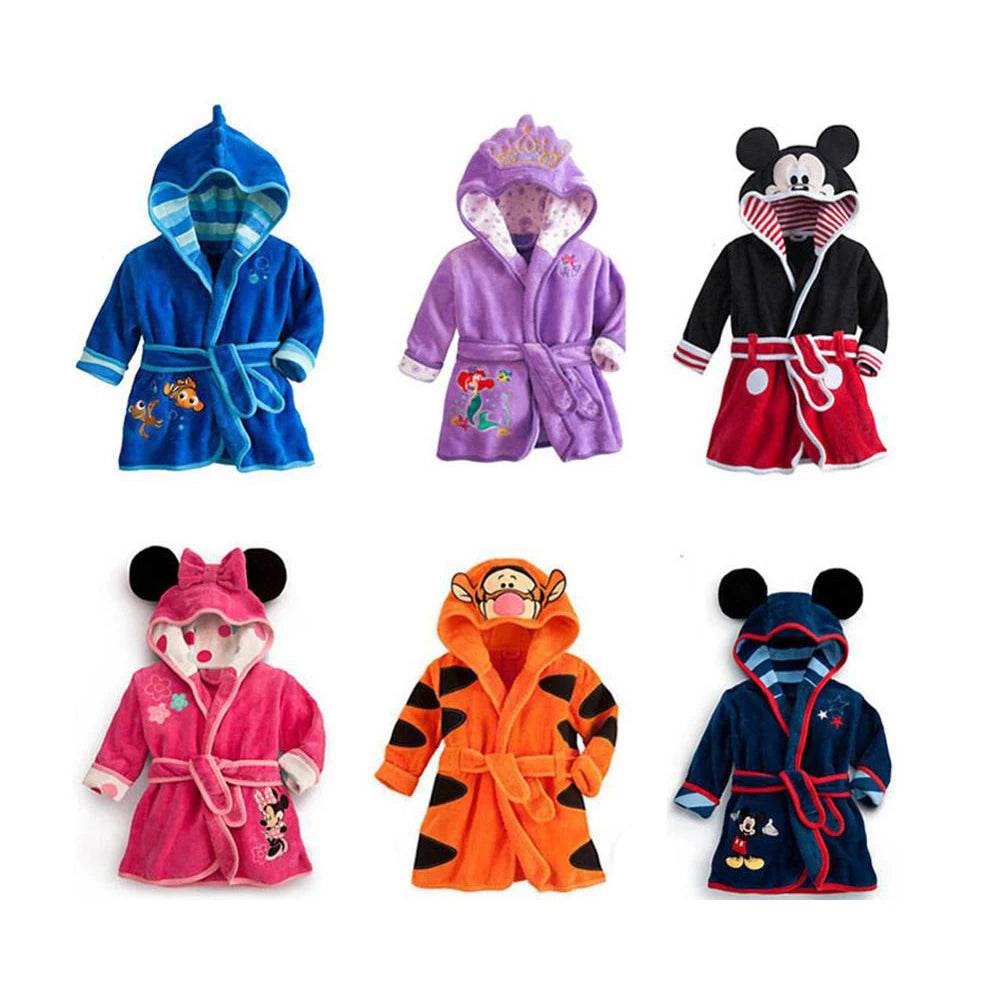 Children Pijama minnie Infantil Kids Warm Mickey Pajama mermaid Pyjamas Boys Baby Girls Animal tigger flannel Sleepwear Robe - AIAZ