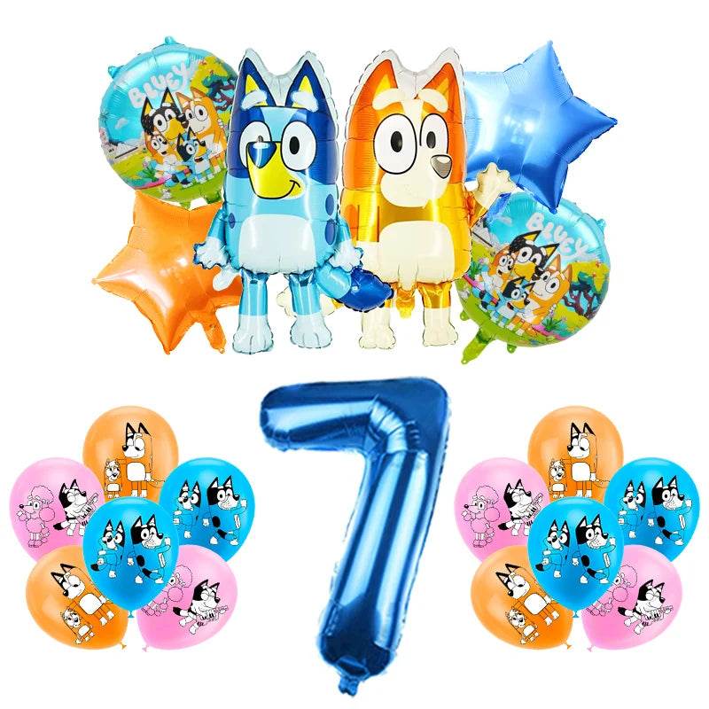 New Bluey Birthday Party Decoration Latex Balloons Bingo Aluminum Film Balloon Disposable Tableware Kids Event Supplies Backdrop - AIAZ