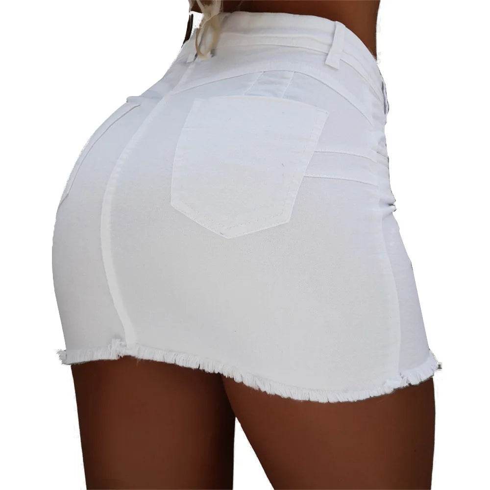 Women's Clothing Skirts 2025 new casual fashion high waist solid color hip hugging short skirt denim single breasted half skirt - AIAZ