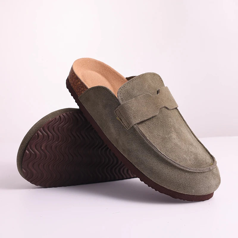Smile PoP Cork Suede Clogs Slippers For Women Men Clogs Shoes Classic Cork Antislip Outdoor Slippers With Arch Support Mules