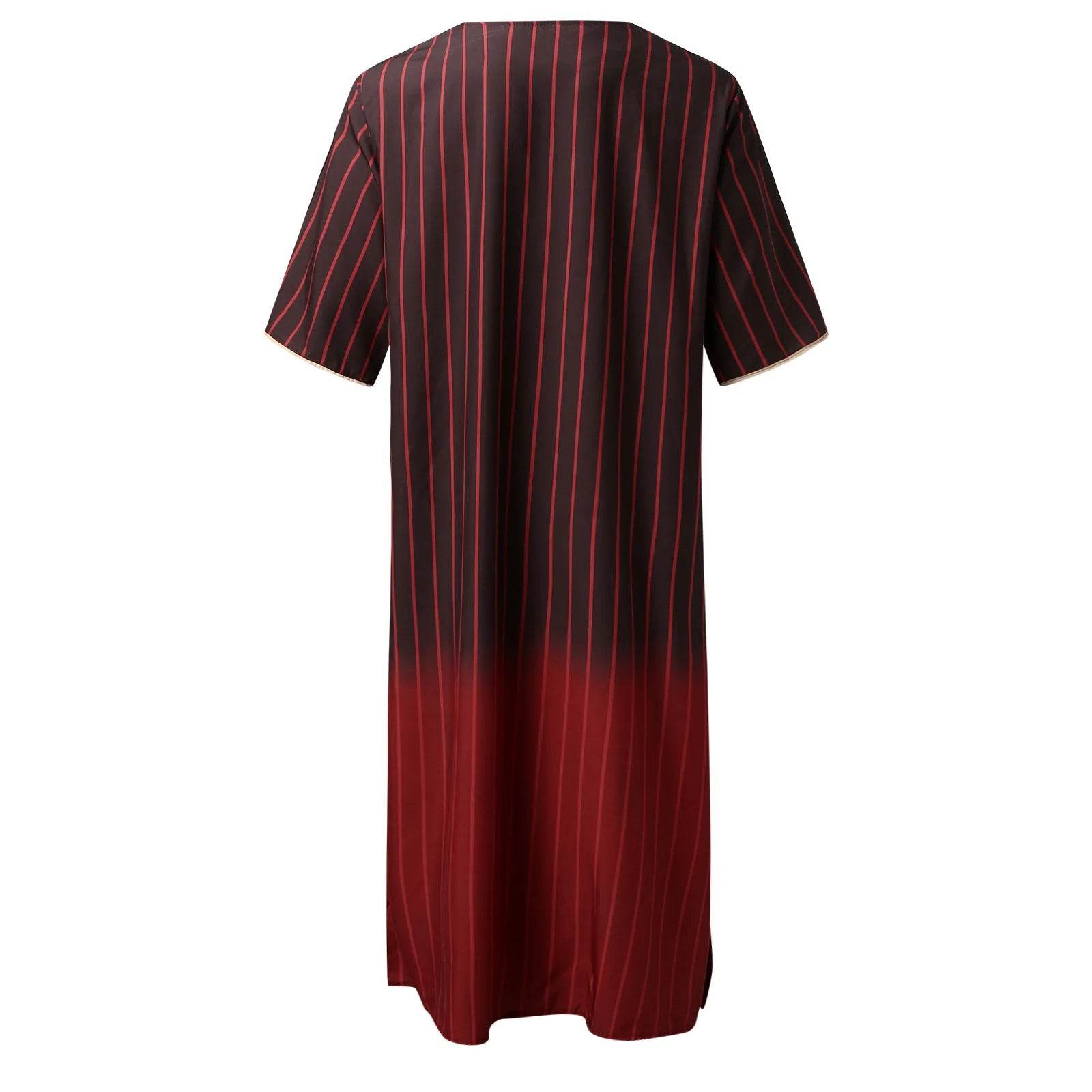 Men Muslim Summer Fashion Loose Robe Islam Kaftan Men Clothing Dubai Luxury Muslim Abaya Muslim V-neck Short Sleeve Printing - AIAZ