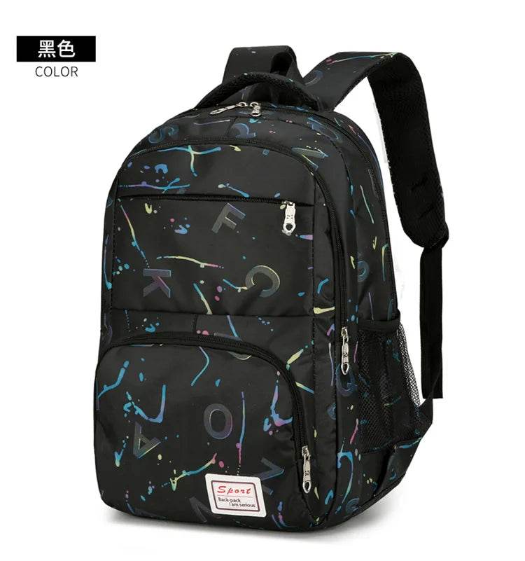 Three piece set of large capacity school backpack versatile letter printed casual backpacks junior high school student schoolbag - AIAZ