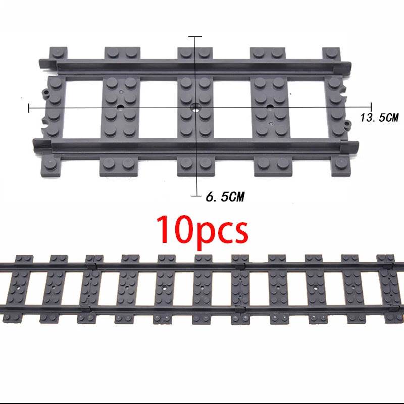 City Train Station Platform Traffic Light Cave Flyover Tracks Straight Curved Rails Building Block Bricks Technican Creative Toy - AIAZ