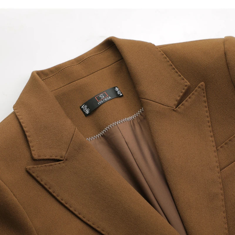 NAVIU High End Pant Suit Brown Solid Office Ladies Female Business Work Wear 2 Piece Set Formal Blazer Jacket And Trouser