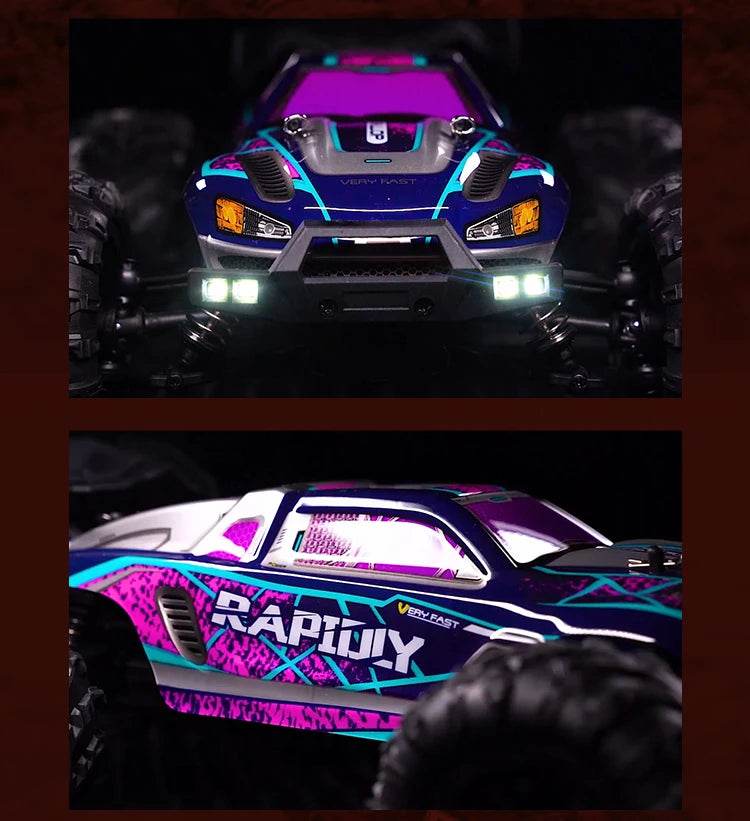 1:16 4WD RC Car 70KM/H Or 50KM/H With LED Remote Control Cars High Speed Drift Monster 4x4 Truck for Kids vs Wltoys 144001 Toys - AIAZ