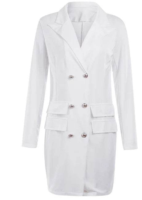Women Blazer Elegant Office Lady Dress Long Sleeve Black White Spring Summer Female Causal Fashion Large Size Suit - AIAZ