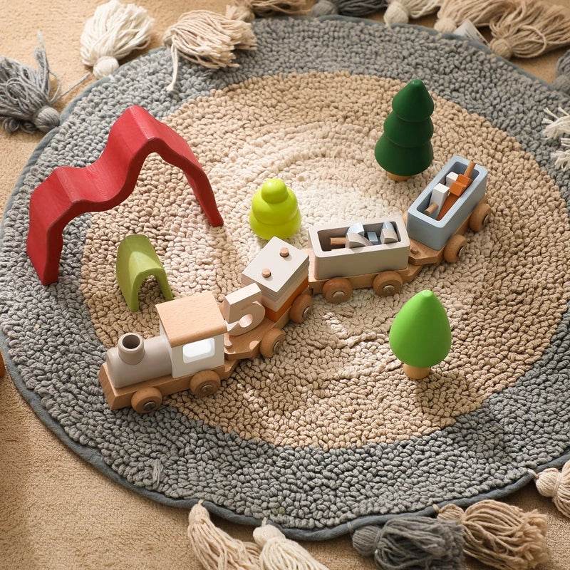 Wooden Train Birthday Toy Montessori Toys Baby Educational Toys Wooden Trolley Baby Learning Toys Number Of Wood Baby's Toys - AIAZ
