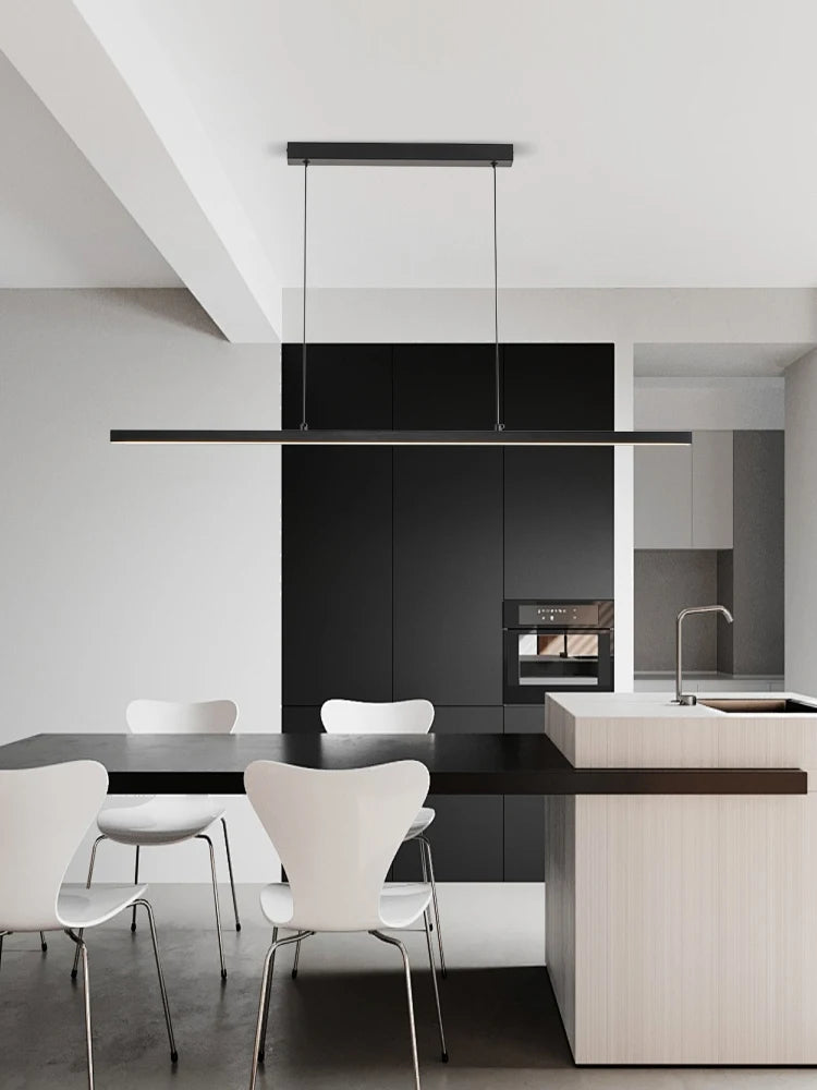 Long strip restaurant chandelier simple modern one-line minimalist ultra-thin bar desk chandelier designer dining table chandeli