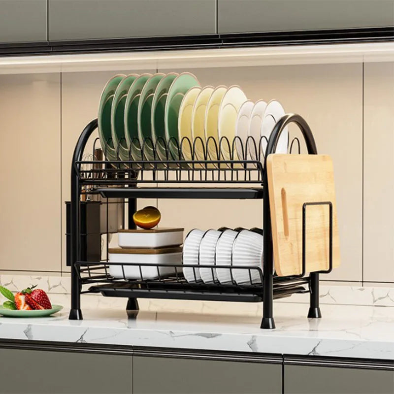 Kitchen Dish Storage Rack Countertop Water Filter Drying Bowl Basket Chopsticks Plate Storage Drain Bowl Shelf