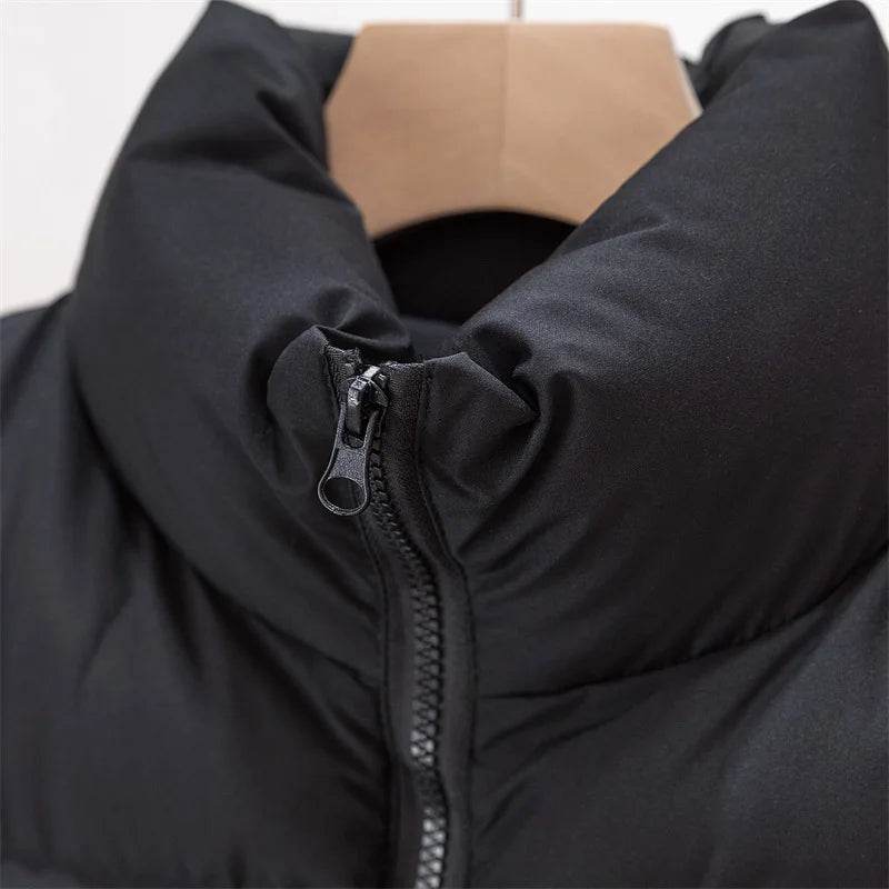 Elegant Chic Vests Fashionable Sleeveless Stand Collar Zipper Basic Autumn Winter Jacket Thick Warm Casual Women Vest Jacket ﻿ - AIAZ
