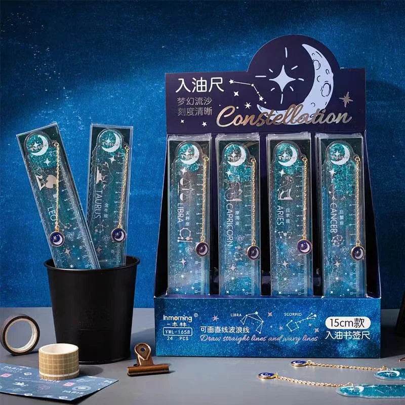 School supplies school accessories office gadgets Aesthetic Stationery Bookmark Cute Cartoon Drawing Quicksand Ruler cute things - AIAZ