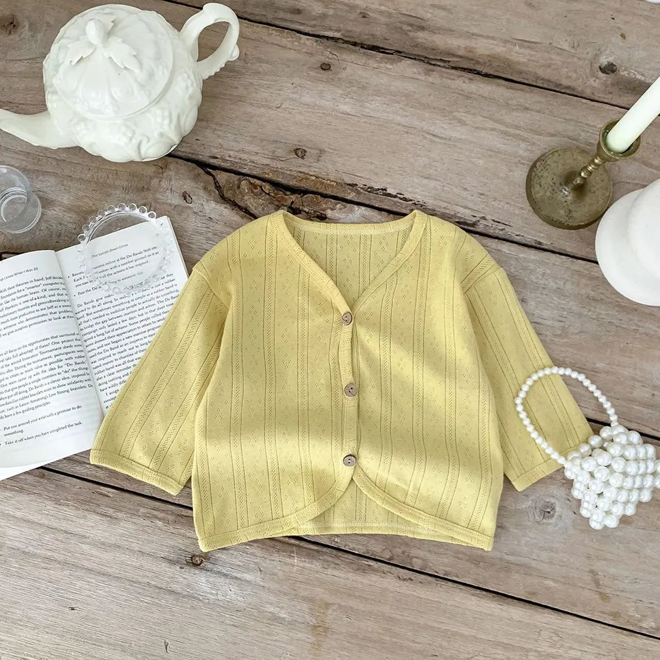 Kids Clothes Toddler Summer Jacket Infant Korean Casual Tops Boys Girls Lightweight Long Sleeve Outerwear Solid Color Cardigan
